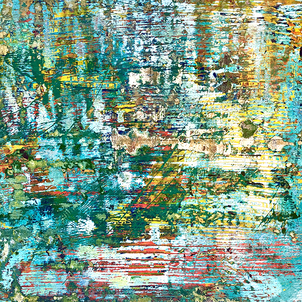 Julia Crosara, Reflection, mixed media on wood panel
